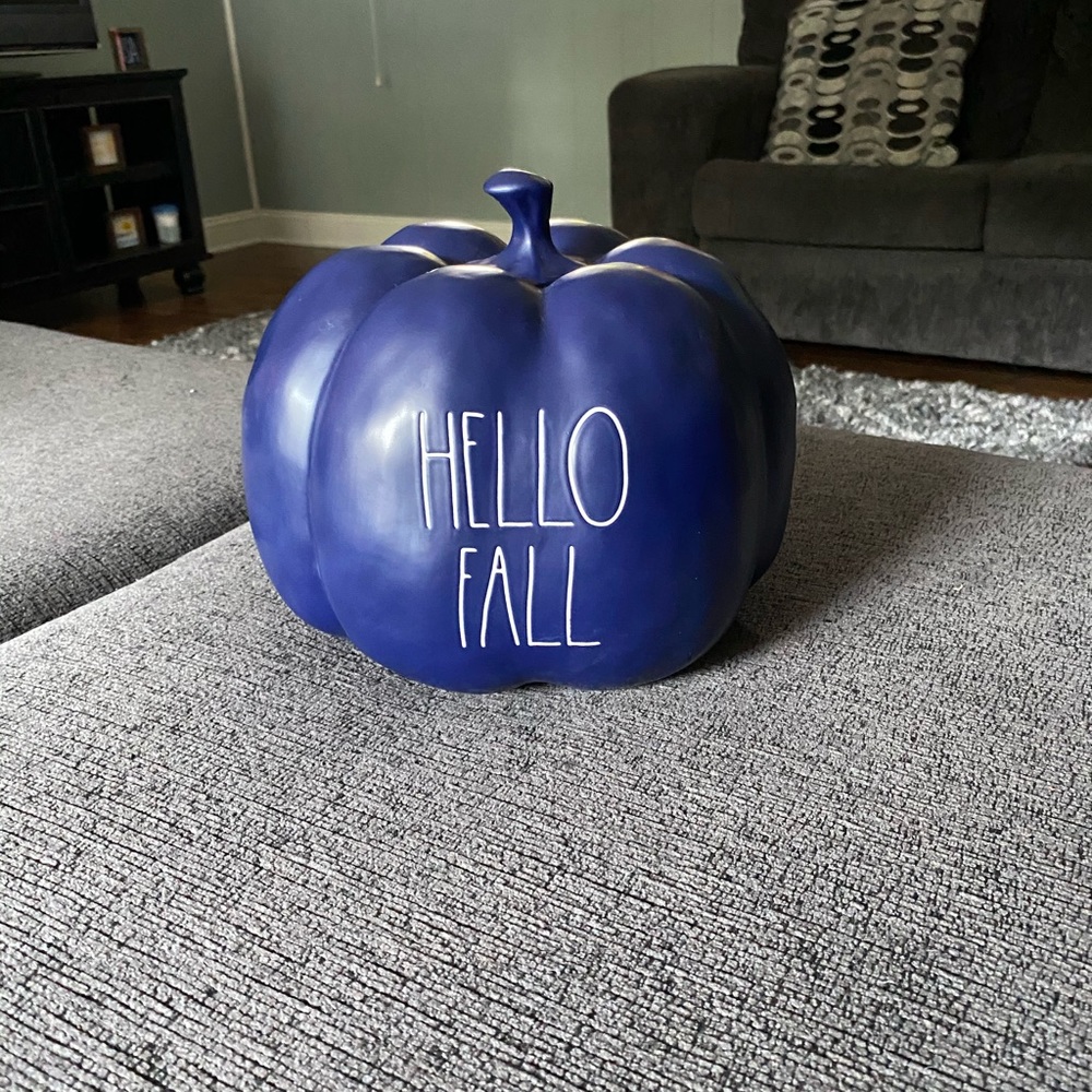 Rae dunn XL hello fall blue pumpkin